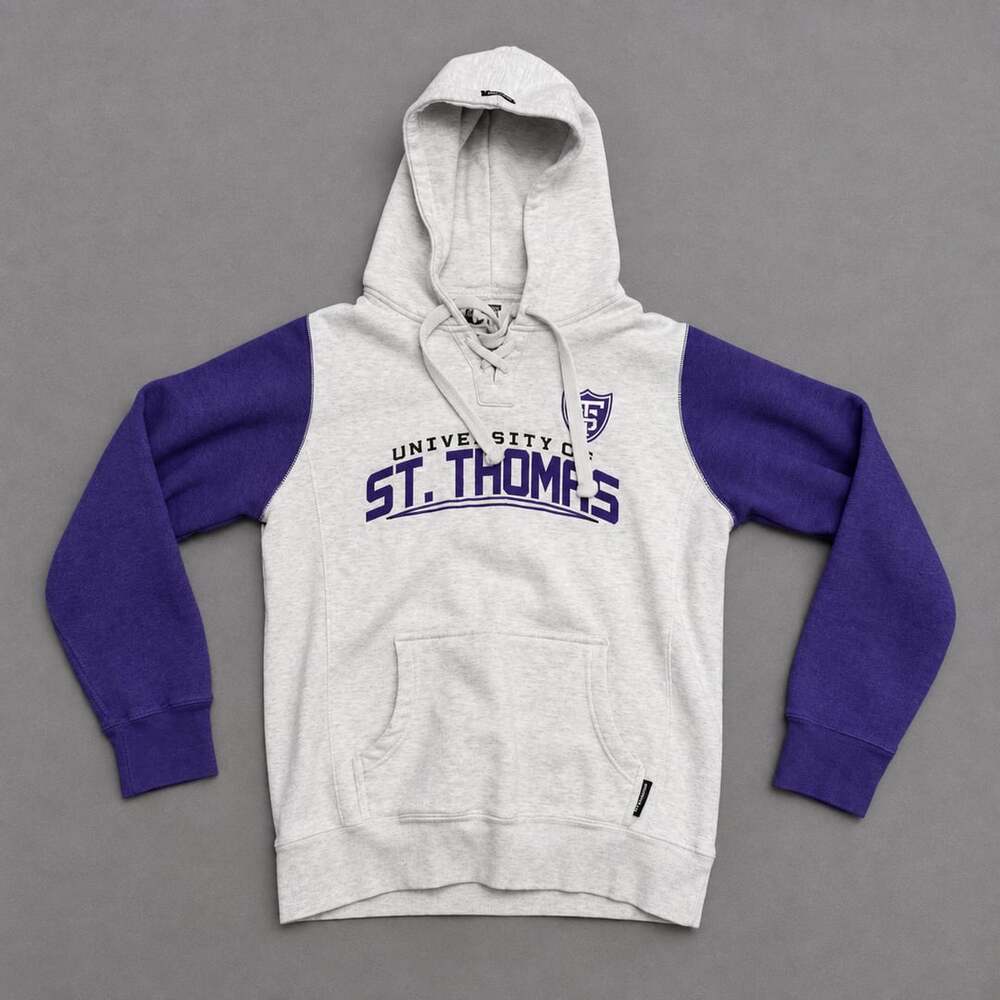 CI Sport University of St. Thomas Tommies Gray Purple Lace-Up Hoodie Size M